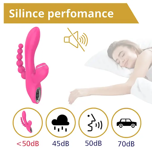 Вібратор Erospace Sweet Play Sucking Vibrator With Anal Beads A3 20.8 см рожевий - фото 8