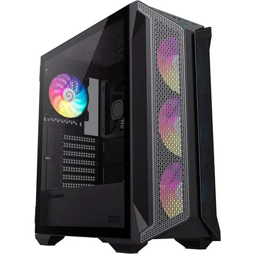 Корпус GameMax Brufen COC, чорний, Midi Tower, без БП, для E-ATX / ATX / Micro ATX / Mini ITX, 1xUSB-С, 2xUSB 3.0, 4x120 мм ARGB - фото 1