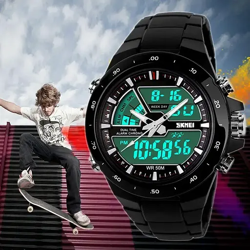 Чоловічий годинник Skmei 1016 Shark Black З червоною облямівкою - фото 5