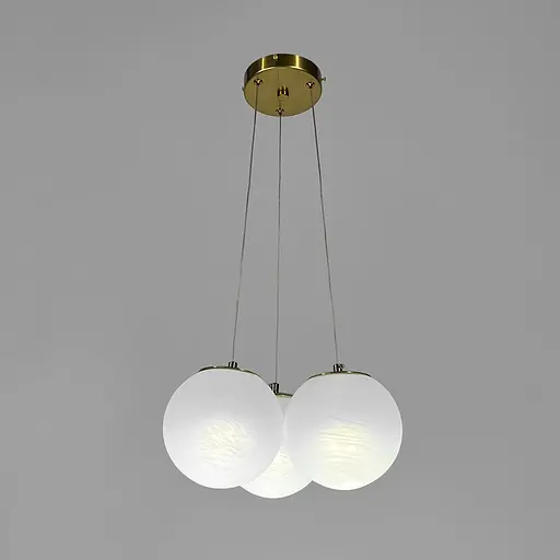 Люстра-пучок на 3 мармурових плафона | Line F | Арт. MJ141/3 AB+WT - фото 3