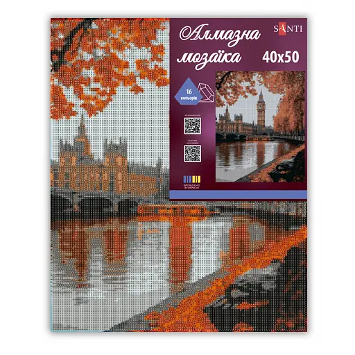 Алмазна мозаїка Santi Осінній Лондон 40х50 см на підрамнику (956060) - фото 2