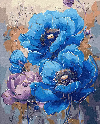 Набор для росписи по номерам Симфония цветов с красками металлик, 40x50 см, КНО3275