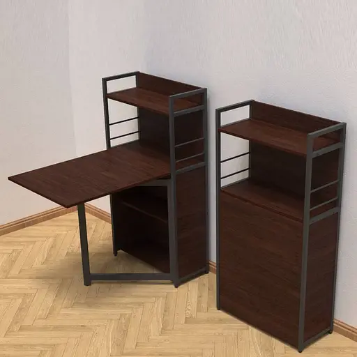 Стол книга с этажеркой Практик 1 Ferrum-decor 1200x640x990 Черный металл ДСП Венге Магия 16 мм (FRD-105391)