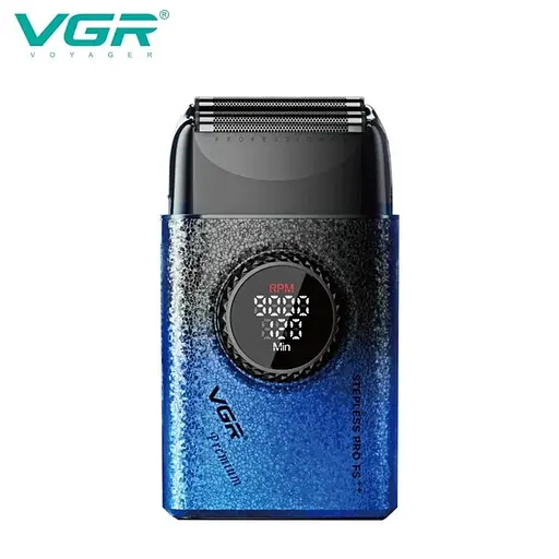 Електробритва VGR V-377 шейвер подвійне лезо з регулюванням потужності LED-дисплей 5 Вт Синій - фото 2