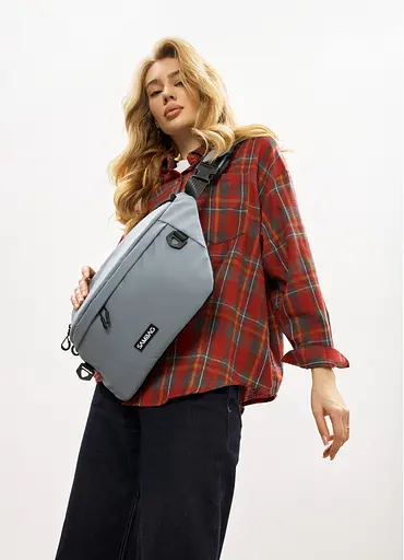 Женская сумка-бананка под ноутбук Sambag Urban Laptop голубая 46×26 см (51411010) - фото 3