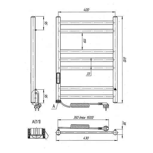 Електрична рушникосушарка Laris Кватро П7 400x600 Е ліва S 73207658, Хром, Ліве, Електронний - фото 6