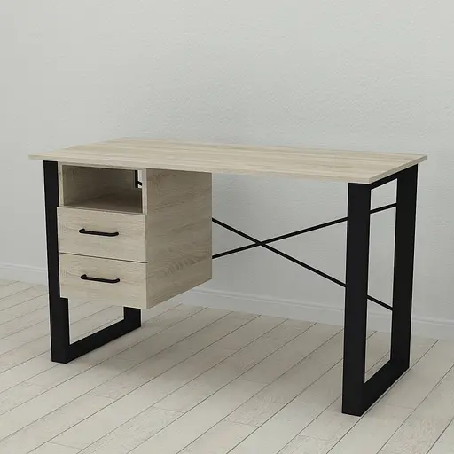 Письмовий стіл із ящиками Ferrum-decor Оскар 750x1400x600 метал Чорний ДСП Дуб Сонома 16 мм (FRD-103237) - фото 3