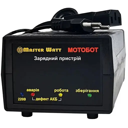 Автоматическое ЗУ для аккумулятора MOTOBOT-60, 60 V, (12-20Ah) (MF, WET, AGM, GEL), 160-245V, Ток заряда 2.2A, разъем С13 для подключения АКБ