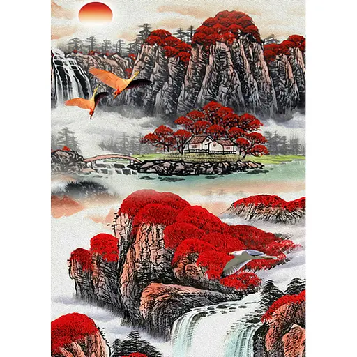 Алмазная мозаика Strateg ПРЕМИУМ Горы и водопад без подрамника размером 30х40 см (JSDF81910) - фото 1