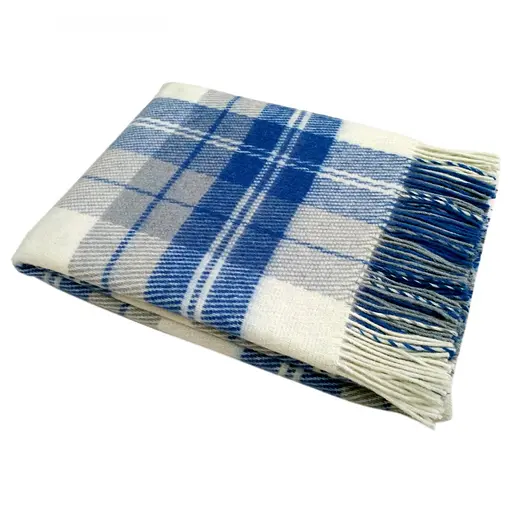 Плед вовняний Vladi Ельф 200х220 біло-сіро-блакитний-синій 2 - фото 1