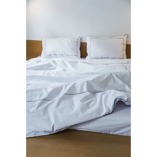Комплект постільної білизни Ecotton Premium євро перкаль вишивка з кантом кольору капучино (25138) - фото 4