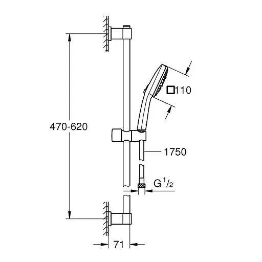 Душовий гарнітур Grohe QuickFix Vitalio Comfort 110 26096001, Хром - фото 2