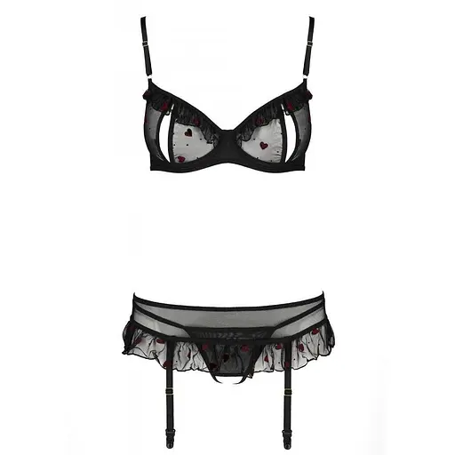 Сексуальний комплект із поясом для панчох Passion LOVELIA Set black L/XL - фото 5