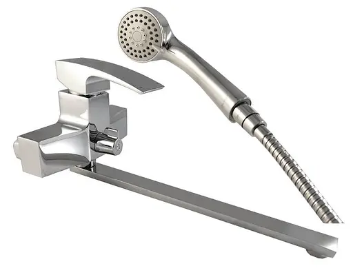 Смеситель для ванны длинный гусак Ø35 Gappo Jacob 1/8 G2207 Хром матовый - фото 1