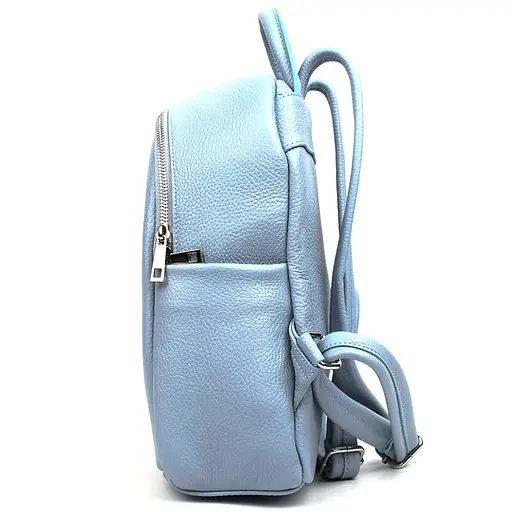 Кожаный женский рюкзак голубой VIRGINIA CONTI 23х30х10 см sum0028640 - фото 3