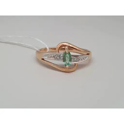 Золотое кольцо с бриллиантами и изумрудом. RE15904K 17 - фото 4