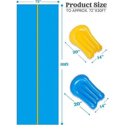 Величезна водна гірка Sloosh, 30 футів x 6 футів для важких умов експлуатації з вбудованим спринклером - фото 2