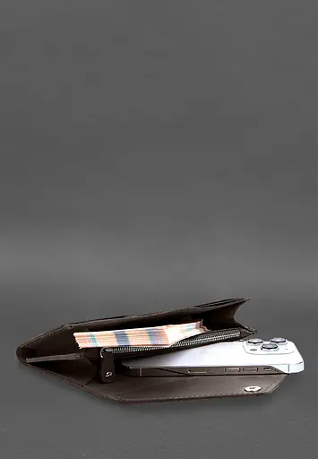 Кожаный клатч (портмоне) на кнопке 5.0 Темно-бежевый - фото 7