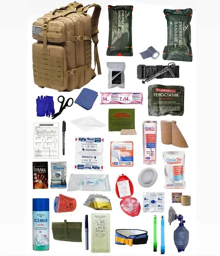 Укомплектованный медицинский тактический рюкзак №2 светло-коричневый - фото 1