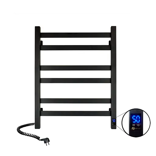 Електрична рушникосушка Navin Авангард 480x600 Sensor лівобічна з таймером, чорна 12-228153-4860, Чорний матовий, Ліве, Електронний - фото 5