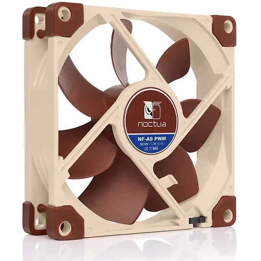Вентилятор 92 мм, Noctua NF-A9 PWM, Biege, 92x92x25 мм, PWM, 400-2000 rpm, 22.8 дБ(А), 4-pin, підшипник SSO2