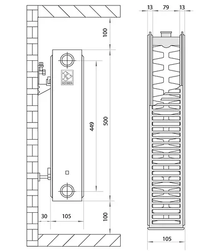 Радіатор сталевий Koer 22х500х400.S бічне підключення RAD052 - фото 2