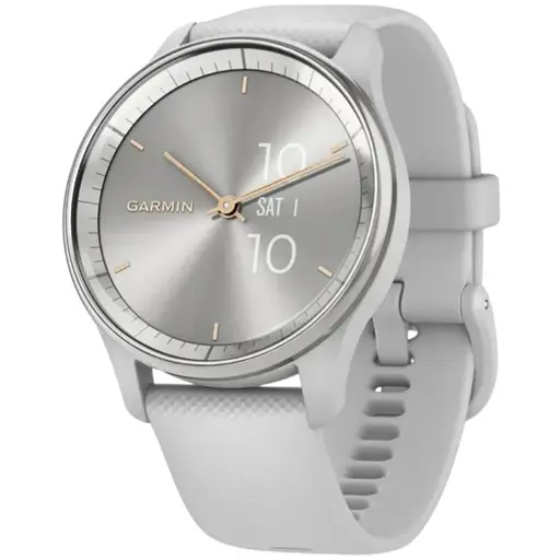 Гибридные смарт-часы Garmin vivomove Trend Silver с силиконовым ремешком - фото 1