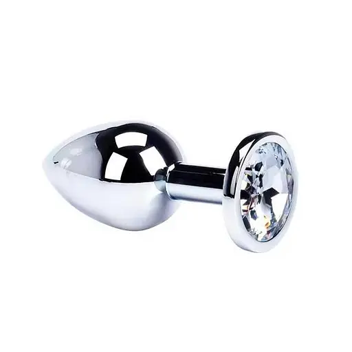 Стальная анальная пробка с декоративным кристаллом Металлик K000125 - фото 3
