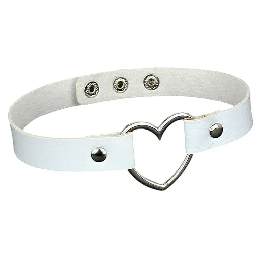 Чокер із серцем у стилі BDSM шкіряний One size K0595-3 - фото 1