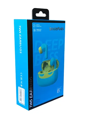 Наушники GRAND беспроводные Earbuds SmilePods желто-голубые - фото 2