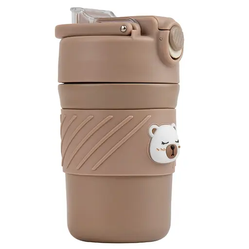 Термос Elisey "Cute bear" дитячий 420 мл з трубочкою кавовий (9185-007) - фото 4