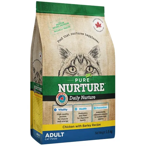 Сухой корм Pure Nurture для взрослых кошек с курицей и ячменем 1.5 кг - фото 1