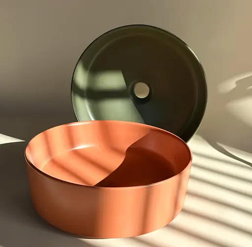 Умивальник Rea Sami terra matt помаранчевий накладний REA-U4566, Коричневий - фото 5