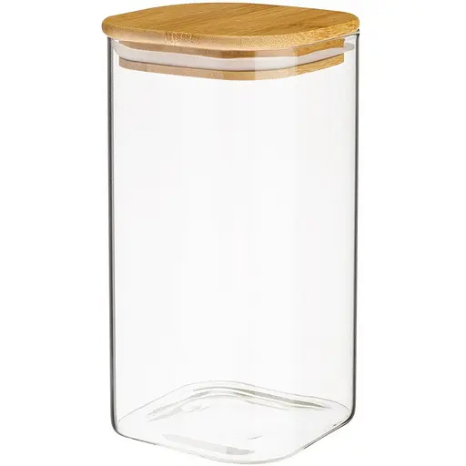 Банка для зберігання Lumines квадратна скляна з бамбуковою кришкою 1650 мл 10х20 см (BS1020)