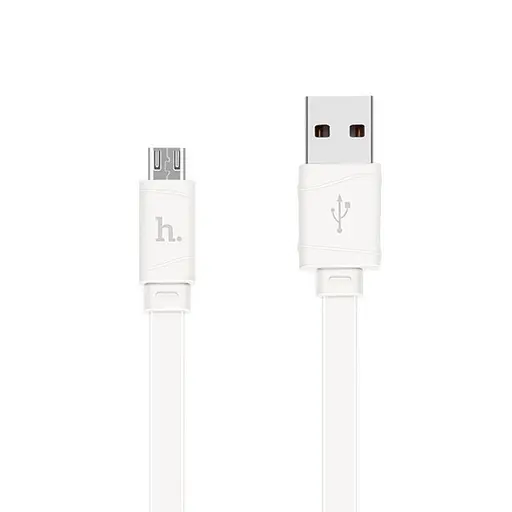 Дата кабель Hoco X5 Bamboo USB to MicroUSB (100 см) плоский белый - фото 1