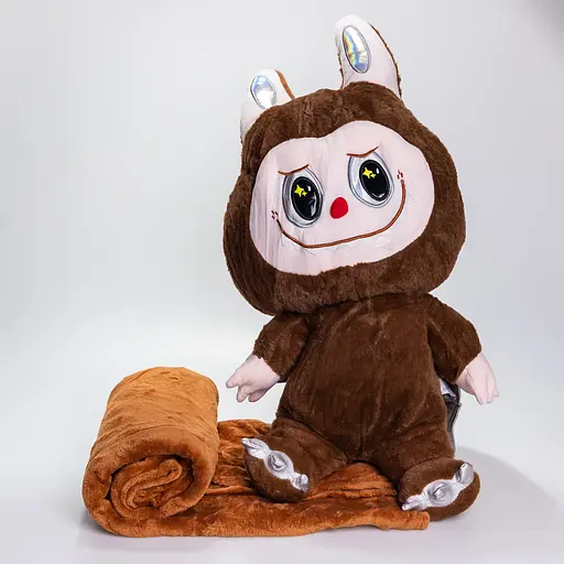 М'яка іграшка-плед та подушка 3 в 1 Labubu Brown Dragon Лабубу Коричневий Colorful Home 520-29BR - фото 3