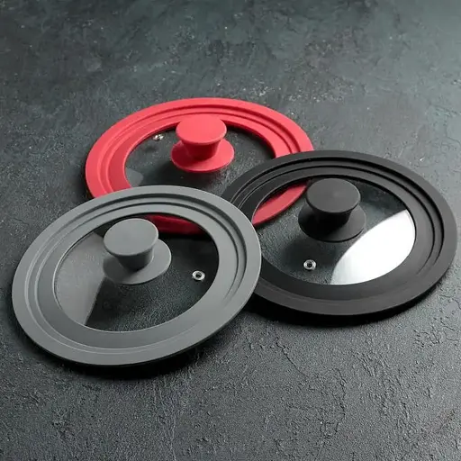 Крышка мультиразмерная стеклянная Frico для диаметров 20/22/24см FRU-1002 с силиконовым ободком универсальная - фото 3