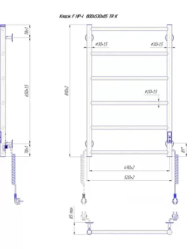 Полотенцесушитель Mario Классик F НР-I 810х520-75 мм с таймером-регулятором 2.3.0703.10.P - фото 5