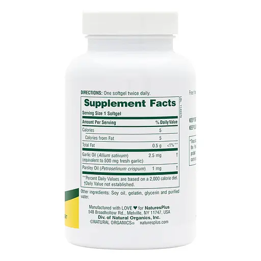 Натуральная добавка Natures Plus Garlic and Parsley Oil, 180 капсул - фото 2