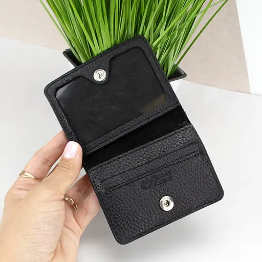 Обложка на ID паспорт, права кожаная на кнопке Handycover 0037 черный флотар - фото 4