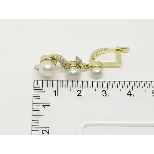 Золоті сережки Геліос з діамантами і перлами. Артикул 203108 - фото 4