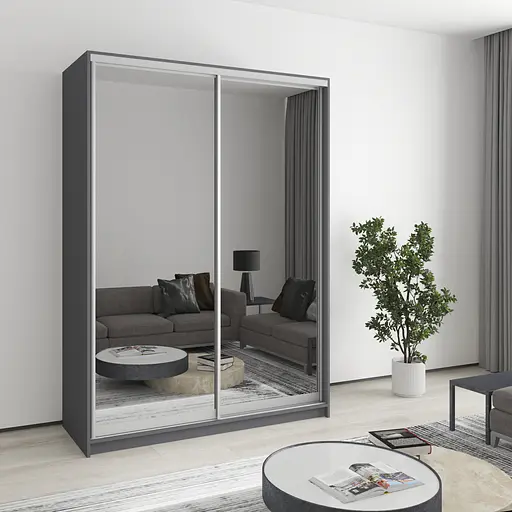 Шафа-купе дводверна MebelStar Комбо AL 2 Дзеркала 150x60x210 см Антрацит (MBS-2798)