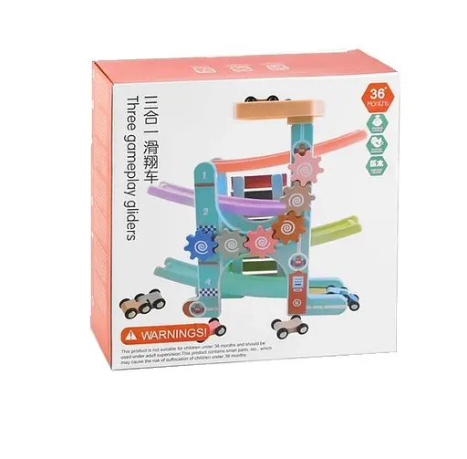 Трек C 44894 дерево-пластик, 4 этажа, 6 машинок, ксилофон, в коробке (6900067448941) - фото 1