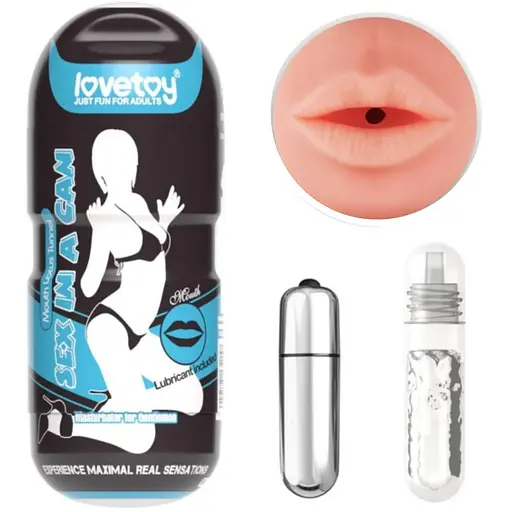 Мастурбатор Lovetoy Sex In A Can Mouth Stamina Tunnel Vibrating з вібрацією тілесний
