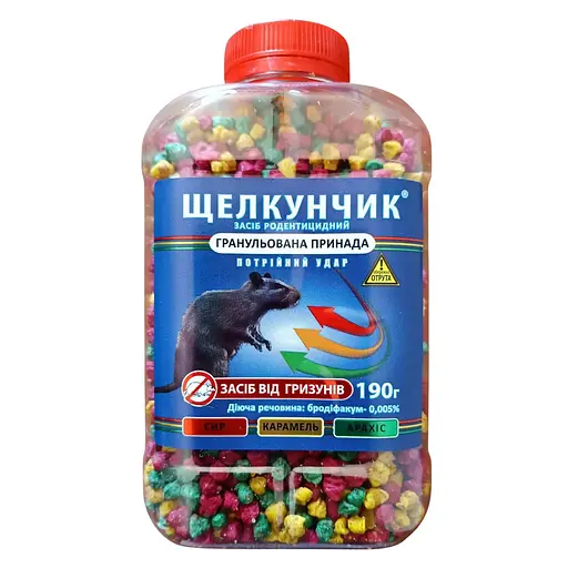 Засіб від пацюків Щелкунчик гранула в пляшці 190г 