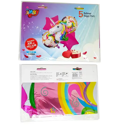 Набір кульок фольгованих Однороги, 5 шт., золоті, 10090