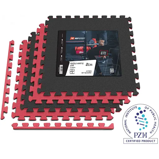 Мат-пазл Hop-Sport EVA 2см HS-A020PM - 4 частей красно-черный - фото 5