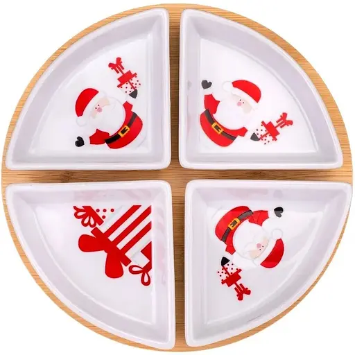 Набір піал Elisey Турботливий Санта на бамбуковій підставці (6020-007)