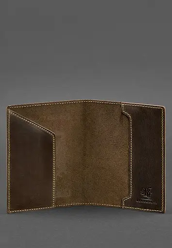 Кожаная обложка для паспорта с гербом Германии темно-коричневая Crazy Horse - фото 4