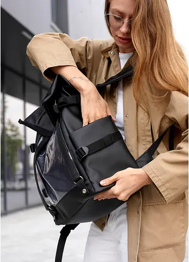 Жіночий рюкзак Sambag ROLLTOP HACKING чорний 41 x 30 x 16 см (24460001) - фото 9